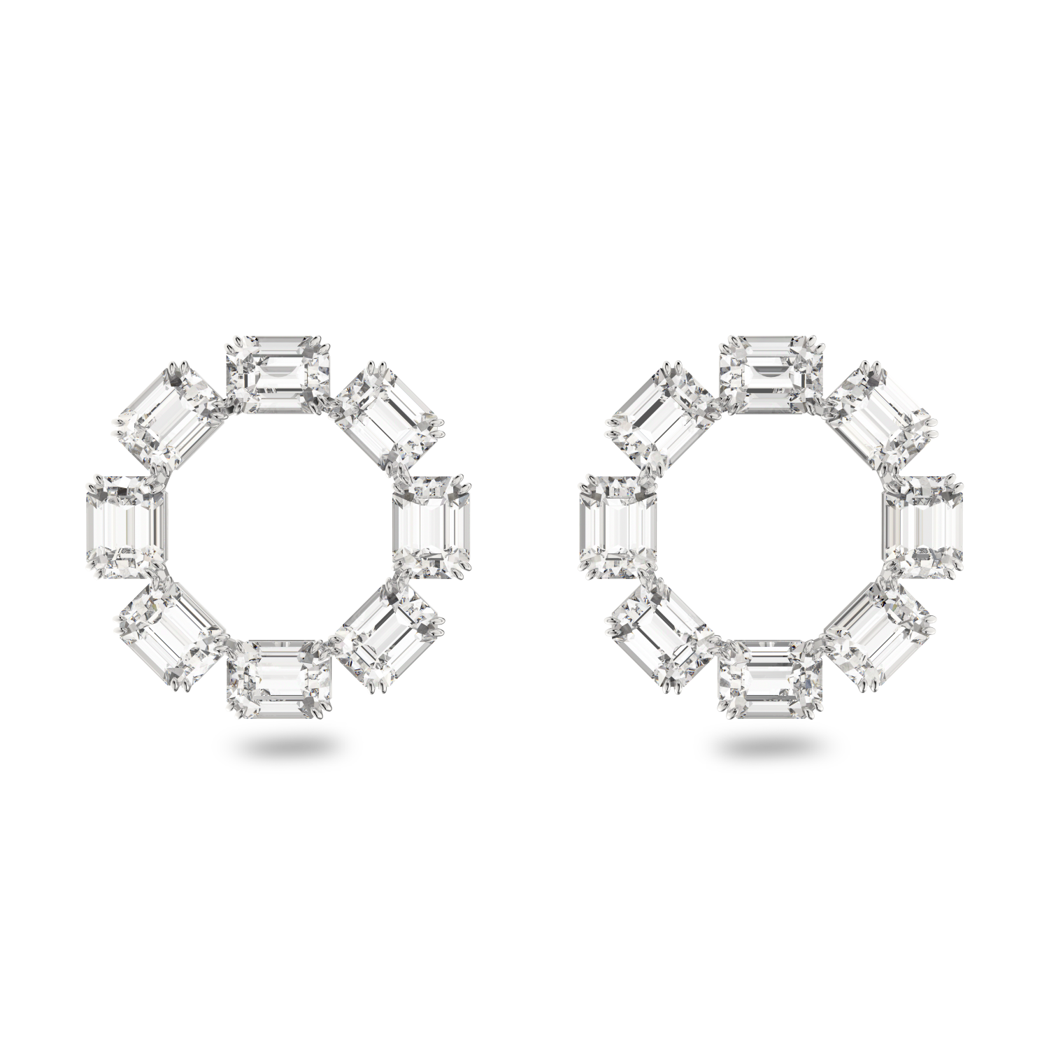 Swarovski - Orecchini Millenia, Cerchio, Cristalli taglio ottagonale, Bianco, Placcato rodio Ref. 5602780 - SWAROVSKI