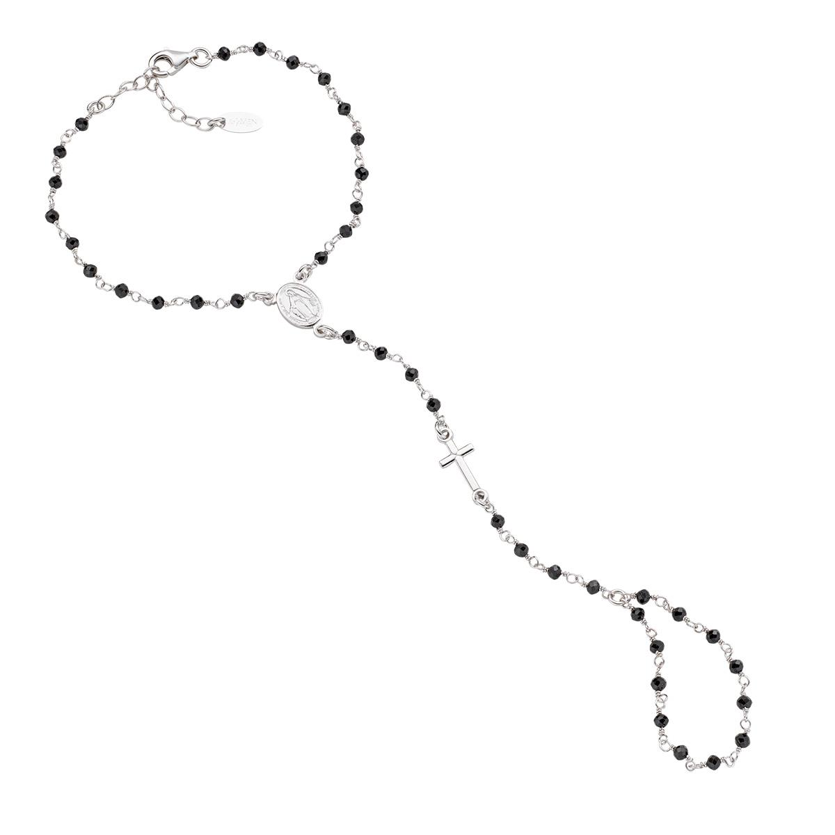 Baciamano in AG925 e cristalli neri - Amen Collection Ref. BAMAROBN - AMEN