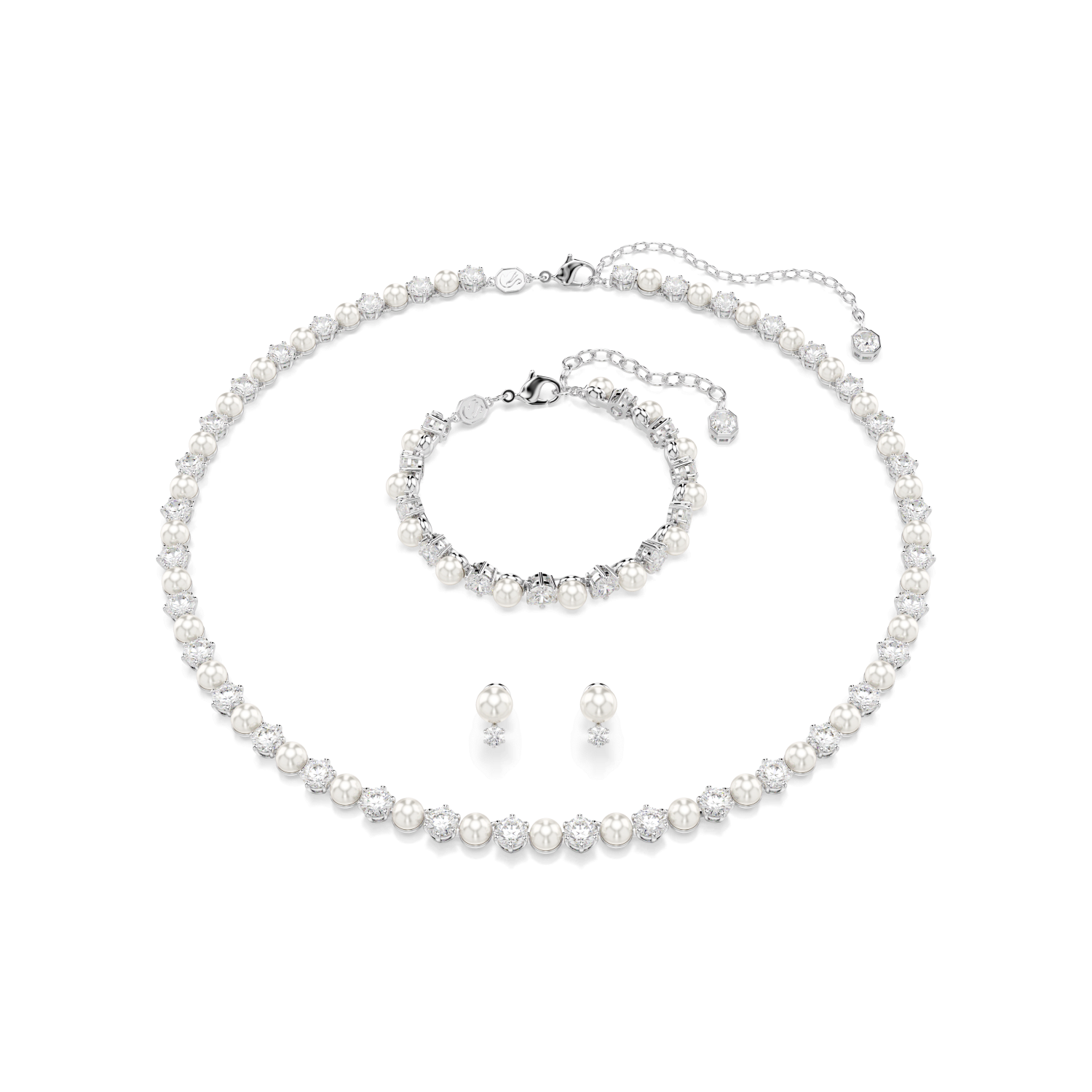 Swarovski - Set Matrix, Crystal Pearl, Taglio Round, Bianco, Placcato rodio Ref. 5742040 - SWAROVSKI