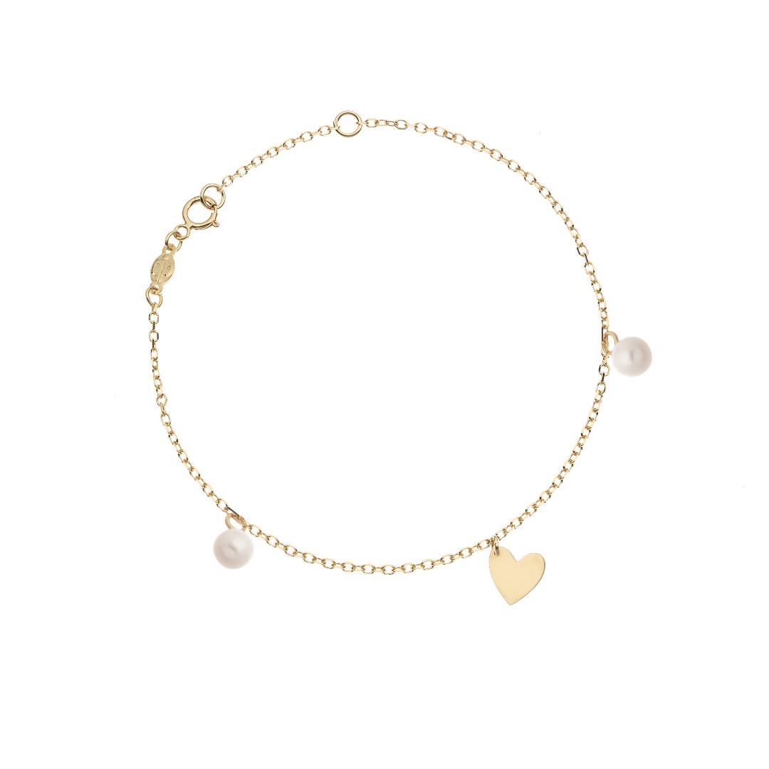 Bracciale in Oro Giallo con ciondolo Cuore e Perle Ref. 765848 - FACCO