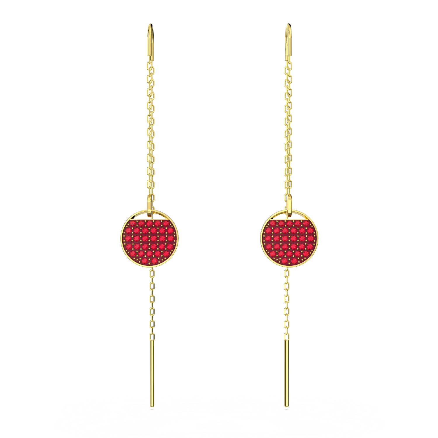Swarovski - Orecchini pendenti Ginger, Lunghi, Rossi, Placcato color oro Ref. 5642945 - SWAROVSKI