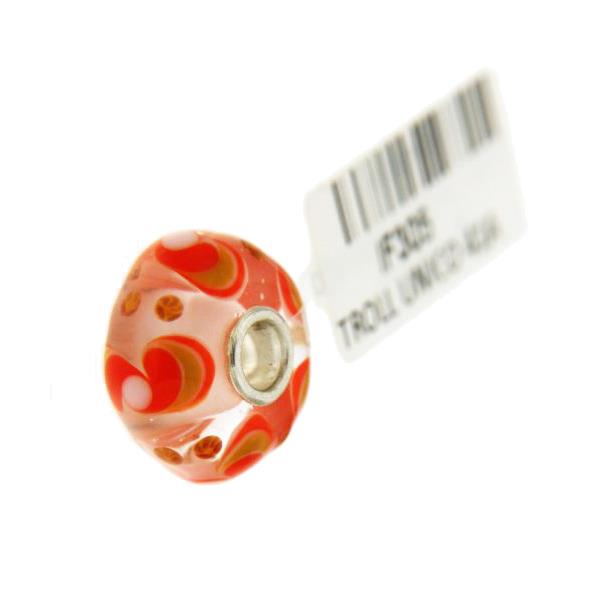 Trollbeads Unico in Vetro - OOAK Original Trollbeads Arancione con fiocco vortice Rif. UNICO 41A - TROLLBEADS