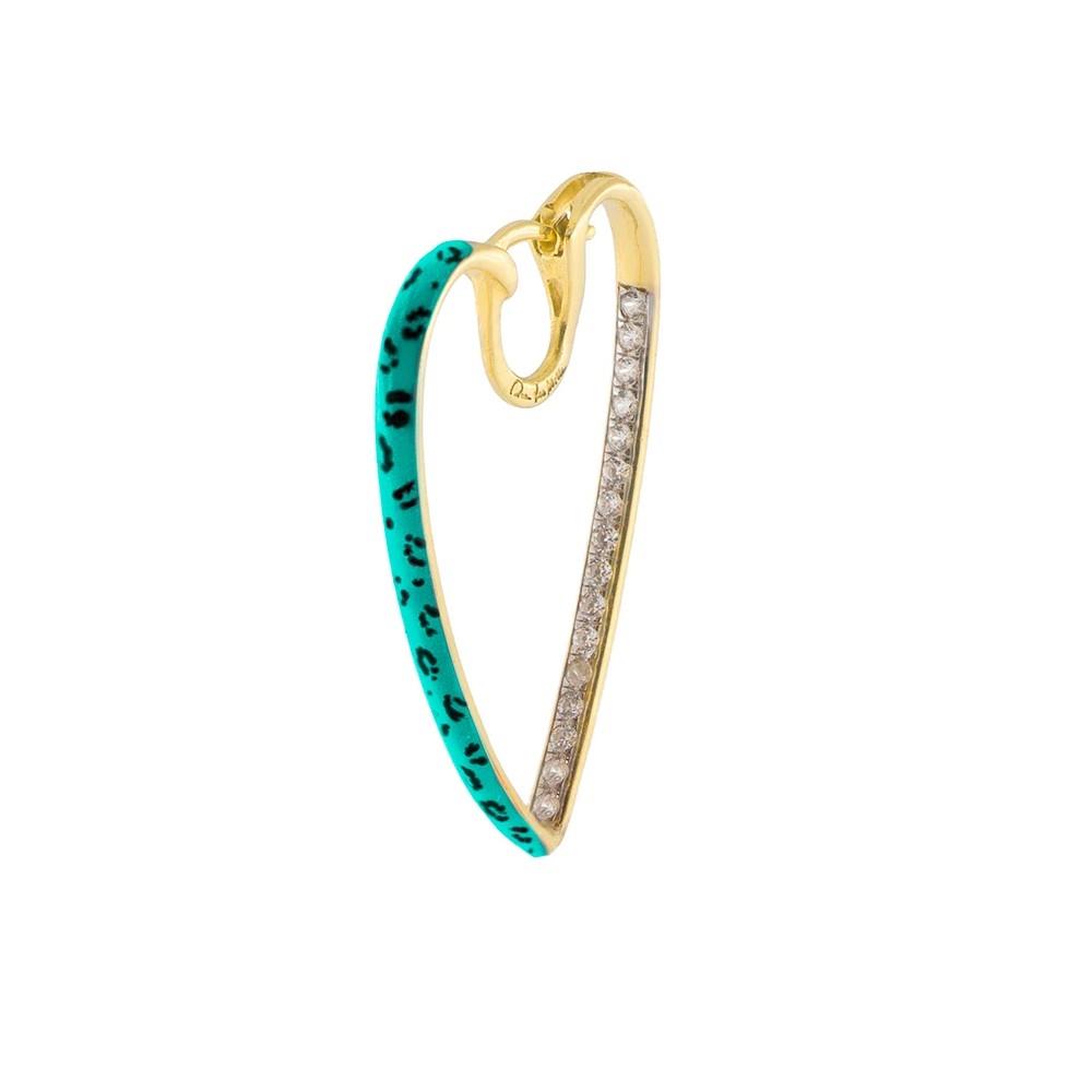 Orecchino Rue des Mille - Jungle Tribe mono orecchino cuore maculato verde Ref. W-ORJ-04 A - RUE DES MILLE