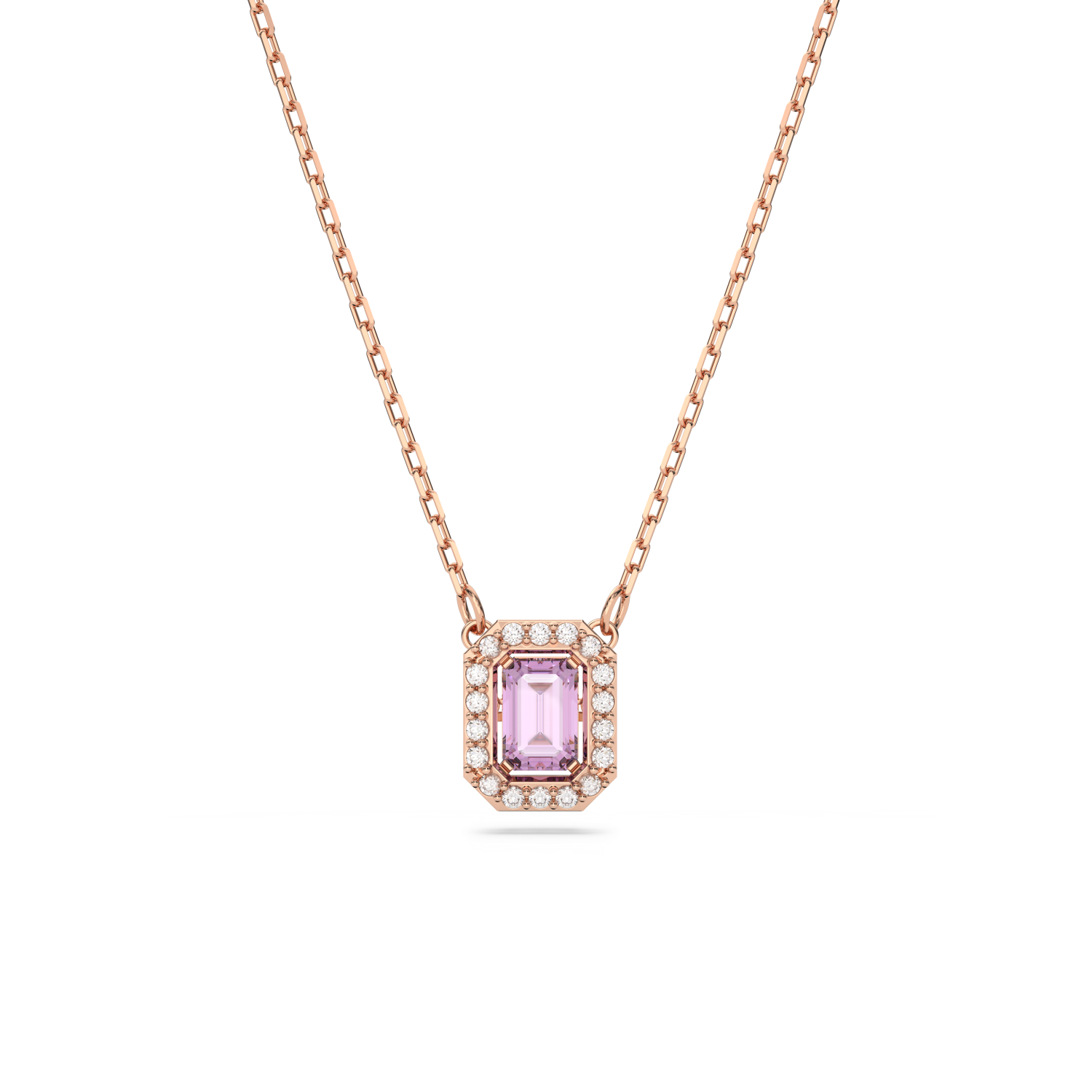 Swarovski - Collana Millenia, Taglio ottagonale, Viola, Placcato color oro rosa Ref. 5640291 - SWAROVSKI
