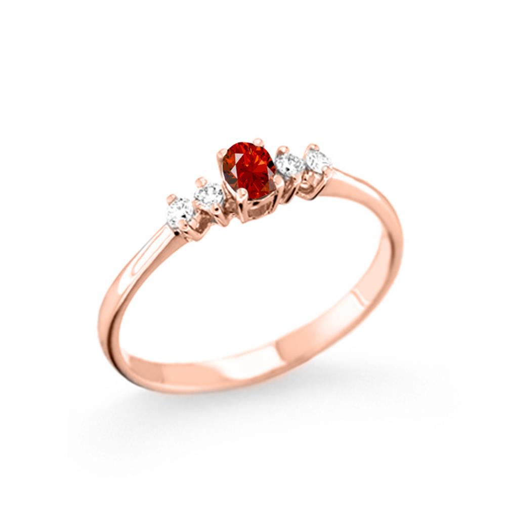 Anello in Oro Rosa con Rubino e Diamanti naturali modello AN-2660 - GIOIELLERIA ITALIANA