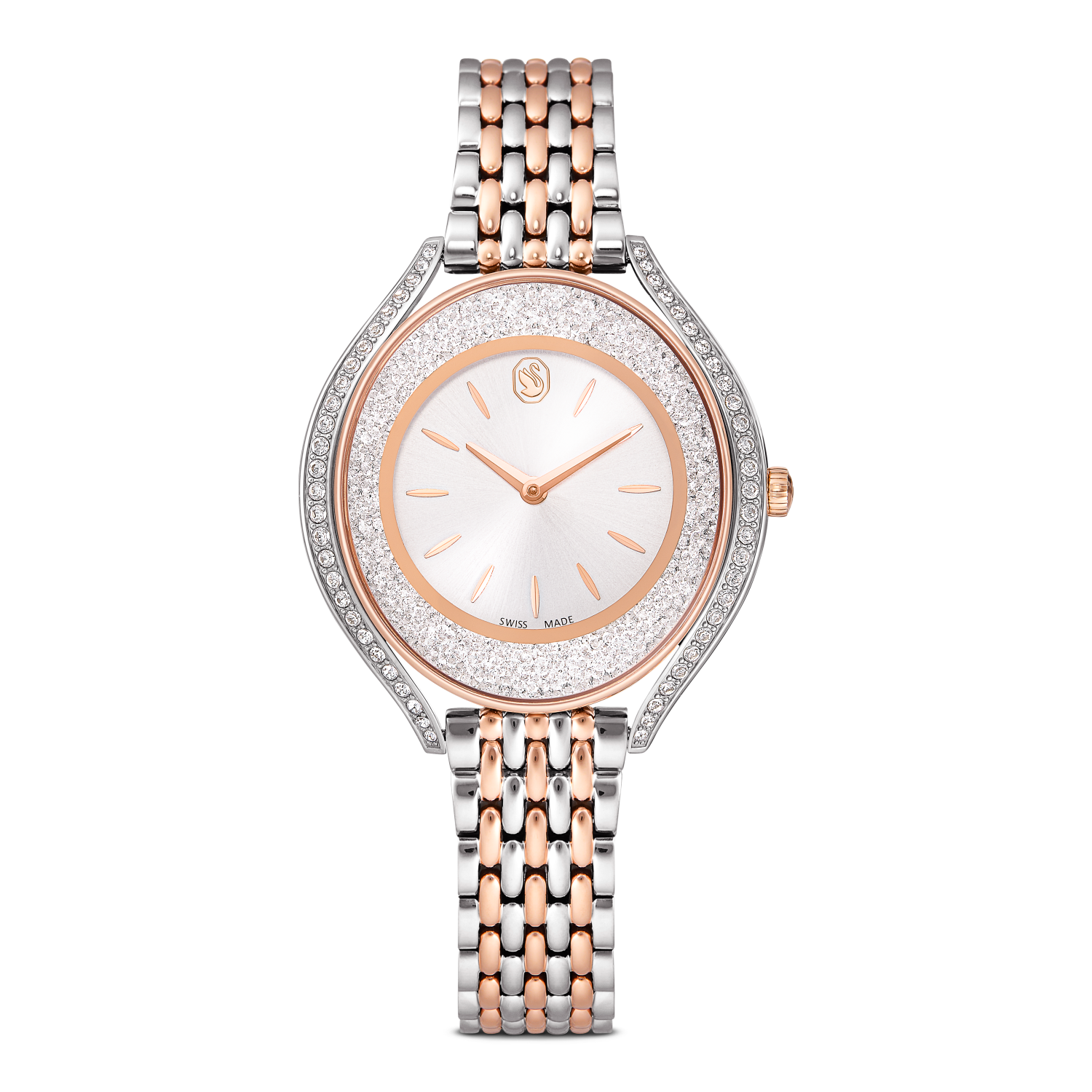 Swarovski - Orologio Crystalline aura, Fabbricato in Svizzera, Bracciale di metallo, Tono oro rosa, Mix di finiture Ref. 5730162 - SWAROVSKI