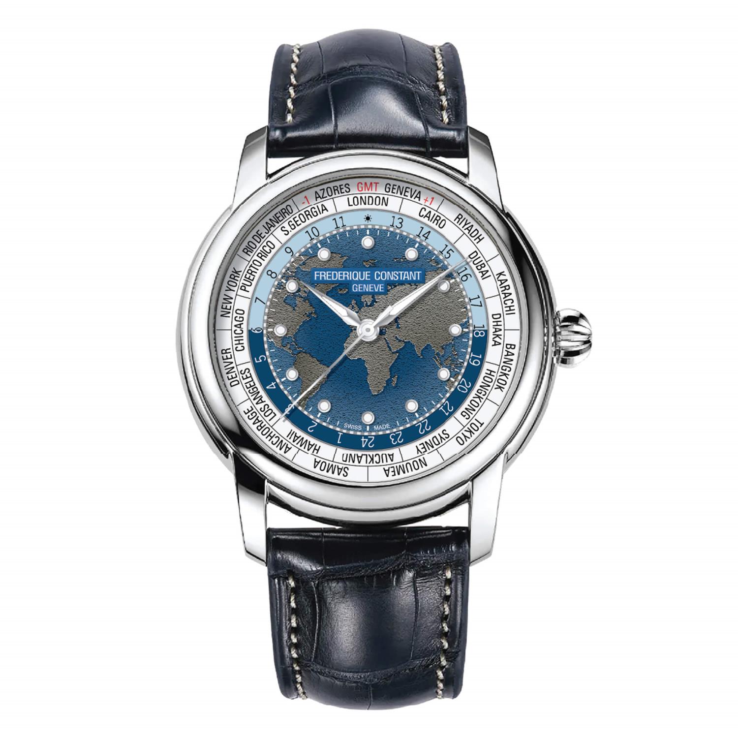 Orologio Frederique Constant Uomo Worldtimer Manufacture  Ref. FC-719BLW3H6 - FREDERIQUE CONSTANT