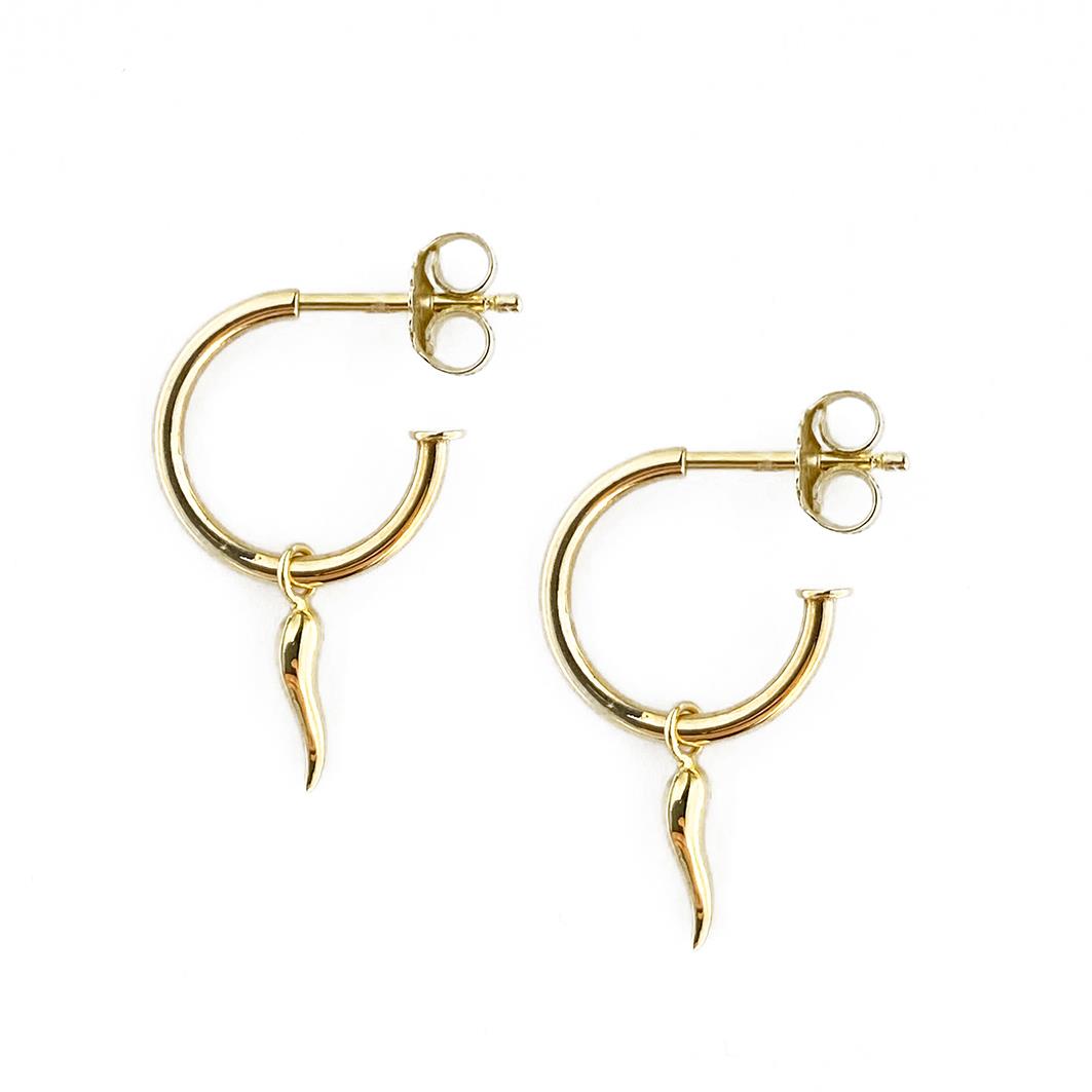 Orecchini in Oro Giallo Simbolo Cornetto Portafortuna Ref. 765356 - FACCO