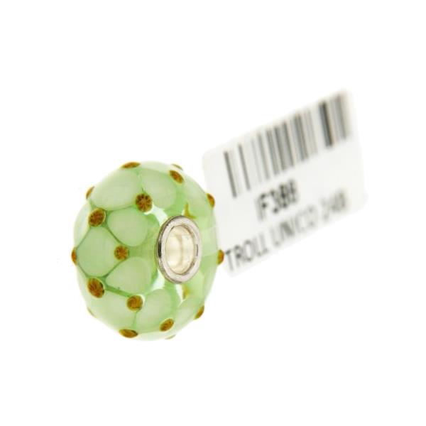 Trollbeads Unico in Vetro - OOAK Original Trollbeads Verde Trifoglio Rif. UNICO 24B - TROLLBEADS