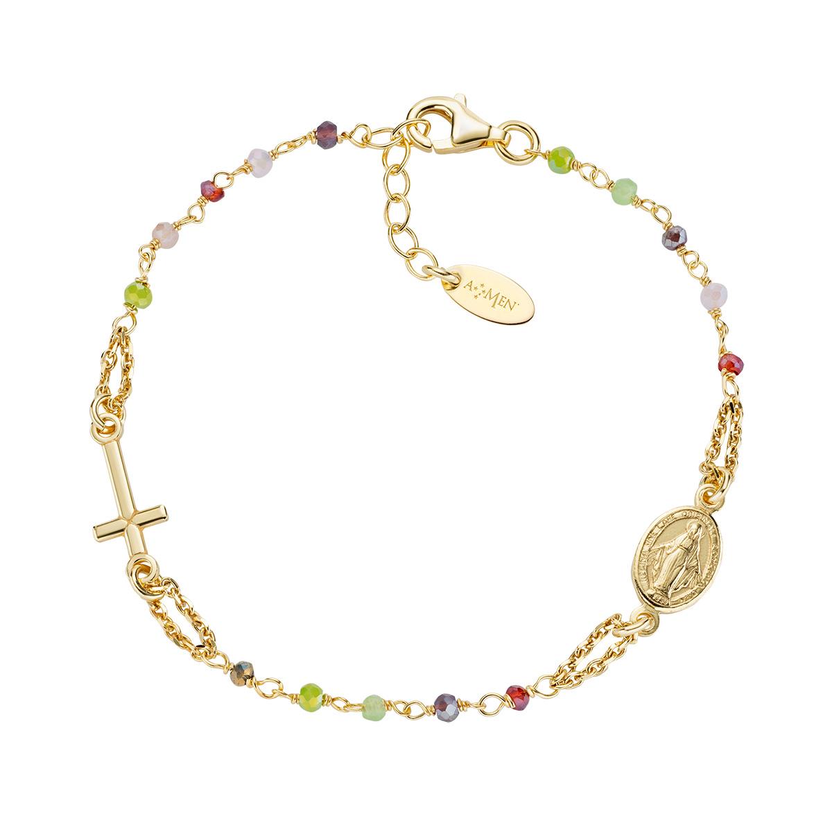 Bracciale Rosario Cristalli Multicolor - Amen Collection Ref. BRO10GARVE3 - AMEN