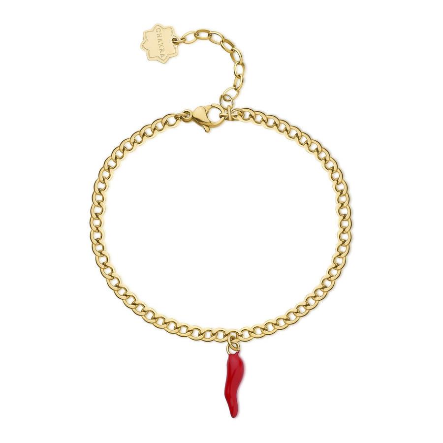Brosway - Bracciale CHARKA in acciaio, pvd oro, cornetto con smalto rosso Ref. BHKB140 - BROSWAY