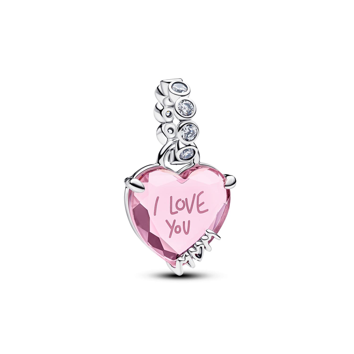 Pandora - Charms Pendente Cuore Rosa Ti Voglio Bene Mamma Ref. 794464C01 - PANDORA