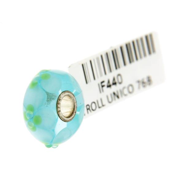 Trollbeads Unico in Vetro - OOAK Original Trollbeads Celeste con petali Rif. UNICO 76B - TROLLBEADS