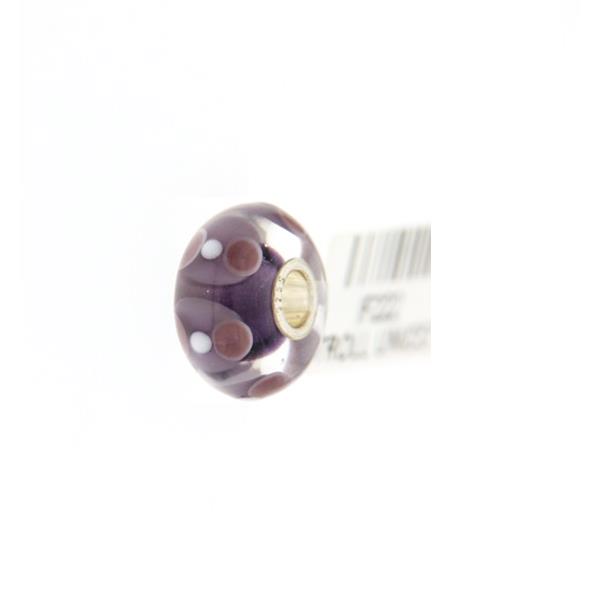 Trollbeads Unico in Vetro - OOAK Original Trollbeads  Lilla con tondi  Rif. UNICO 58 - TROLLBEADS