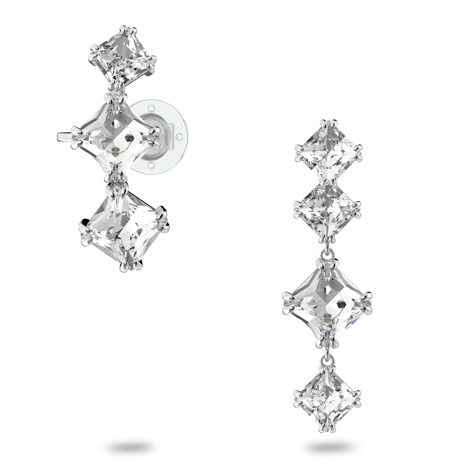 Swarovski - Orecchino ear cuff Millenia, Set (2), Asimmetrico, Bianco, Placcato rodio Ref. 5602782 - SWAROVSKI