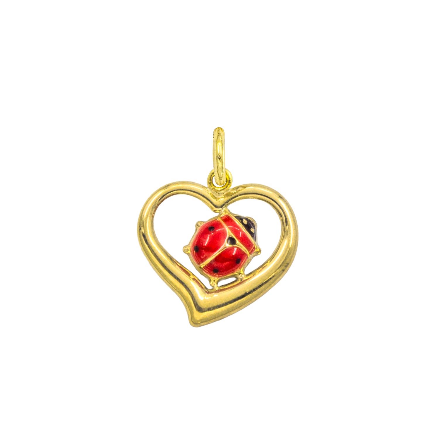 Charm Cuore Coccinella in Oro 9 Kt e Smalto Rosso  Ref. A0427G9 - FACCO