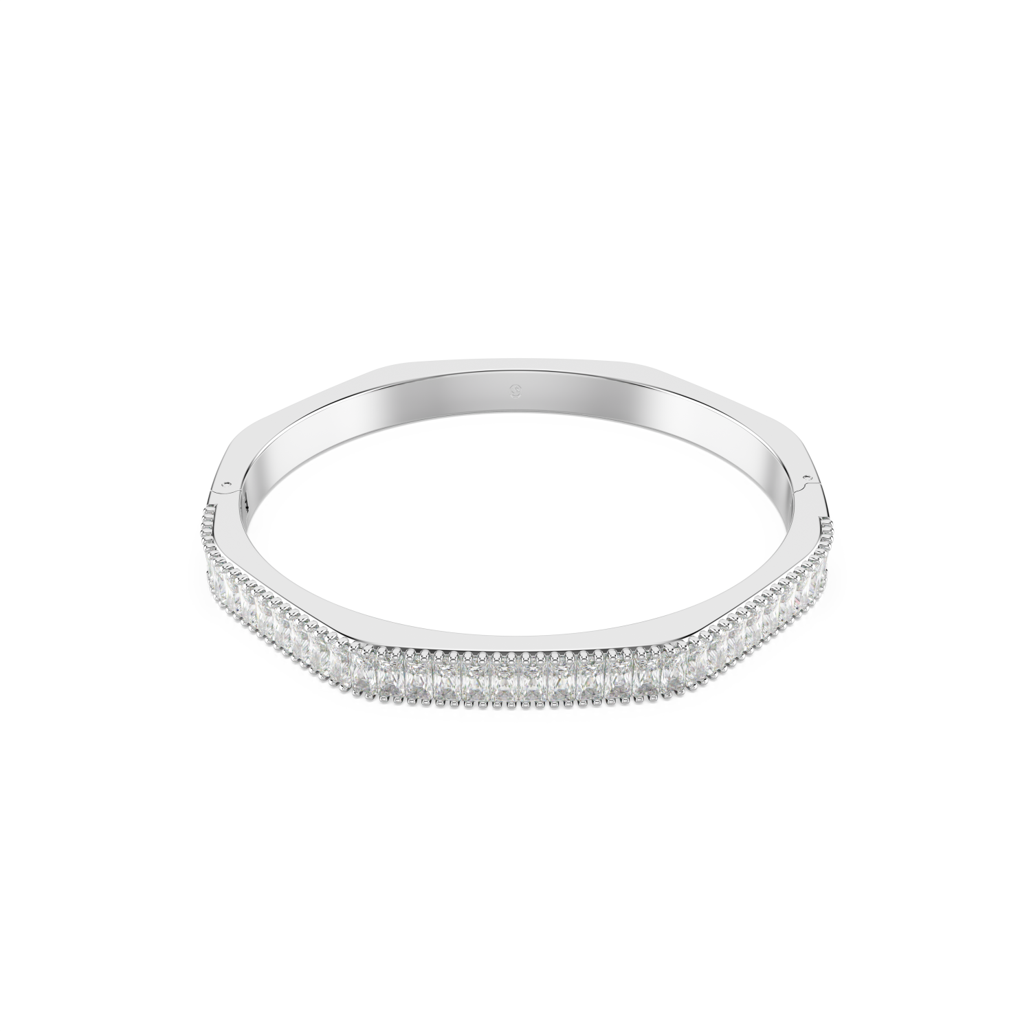 Swarovski - Bracciale rigido Matrix, Taglio baguette, Bianco, Placcato rodio Ref. 5720621 - SWAROVSKI