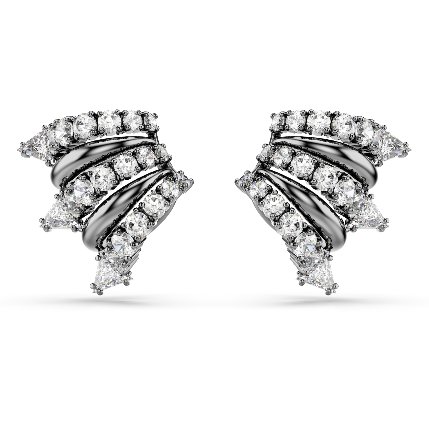 Swarovski - Orecchini ear cuff Sublima, Bianchi, Placcato rutenio Ref. 5723186 - SWAROVSKI