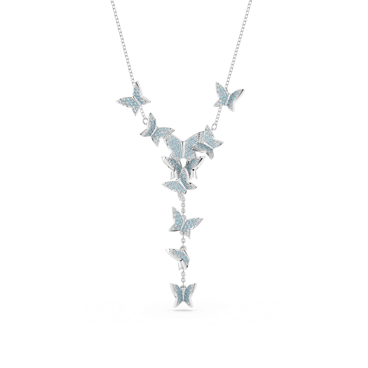 Swarovski - Collana a Y Idyllia Lilia, Farfalla, Blu, Placcato rodio Ref. 5662179 - SWAROVSKI