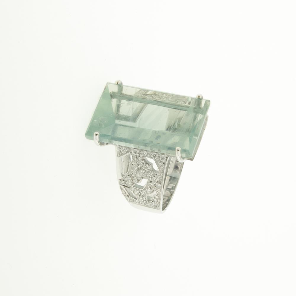 ANELLO DIAMANTI E ACQUAMARINA RETTANGOLARE (AFRICA) - FIDELA-M