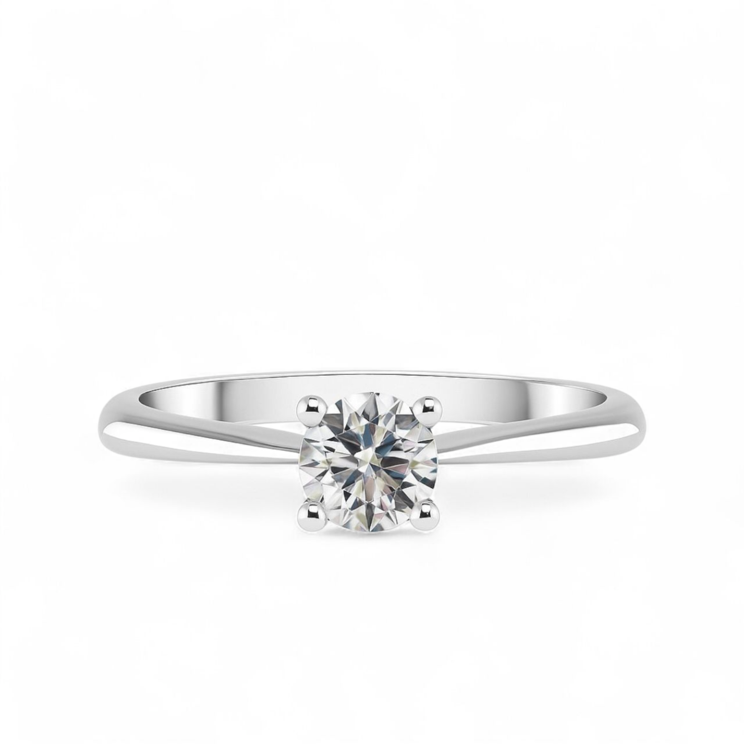 Anello solitario 4 punte in Oro bianco con Diamante - FIDELA