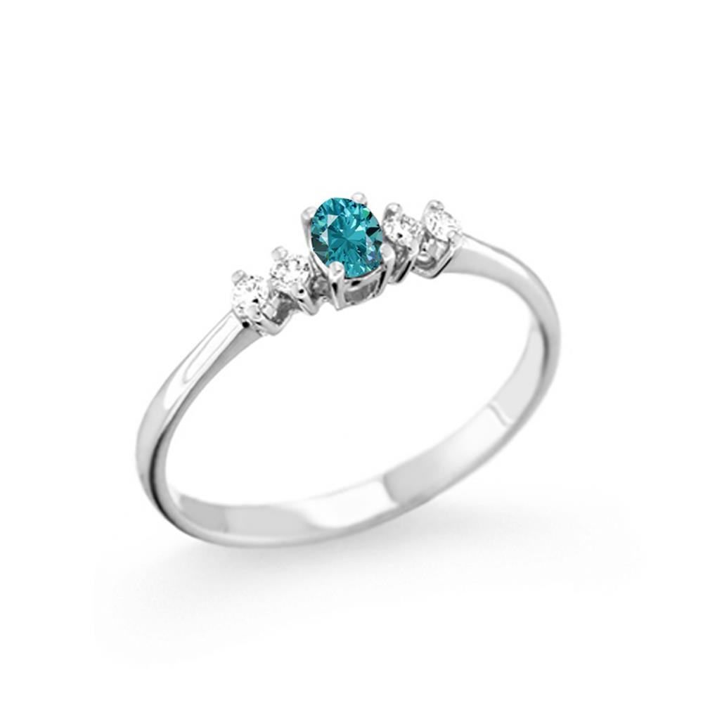 Anello in Oro Bianco con Acquamarina e Diamanti naturali Ref. AN-2660GR-A-13 - GIOIELLERIA ITALIANA
