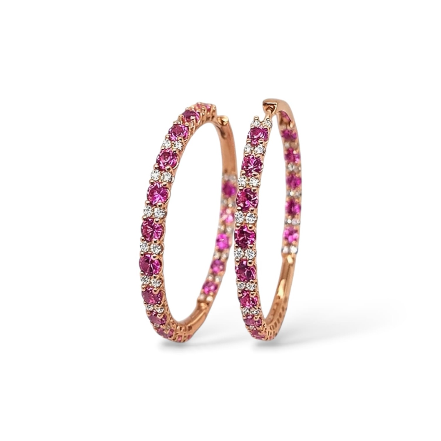 Leo Pizzo - Orecchini in Oro Rosa, Zaffiri rosa e Diamanti Naturali  Ref. 011572 - LEOPIZZO