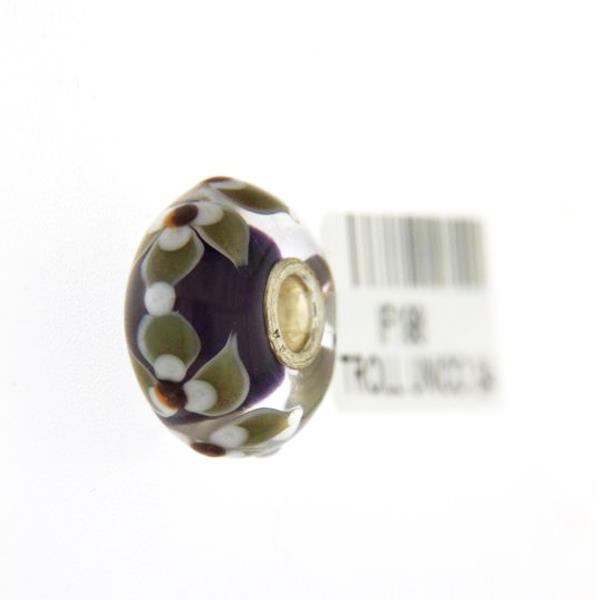 Trollbeads Unico in Vetro - OOAK Original Trollbeads  viola fiori e foglie Rif. UNICO 34 - TROLLBEADS